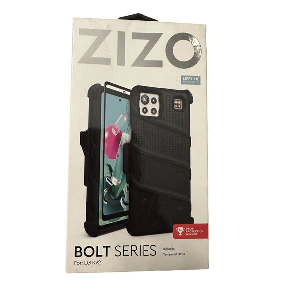 ZIZO BOLT Series phone case with Tempered Glass, Lanyard & Belt Clip -LG K92 - Picture 1 of 2
